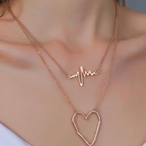 7/ $35 Fashion  Double Layer Heart Beat Necklace